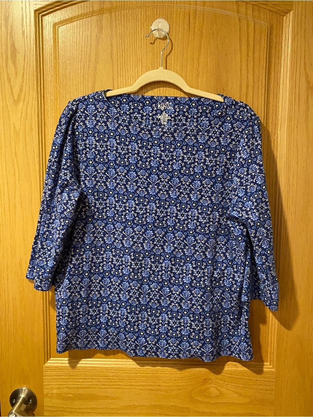 Croft & Barrow 100% Cotton Size Large 3/4 Sleeve Shirt
